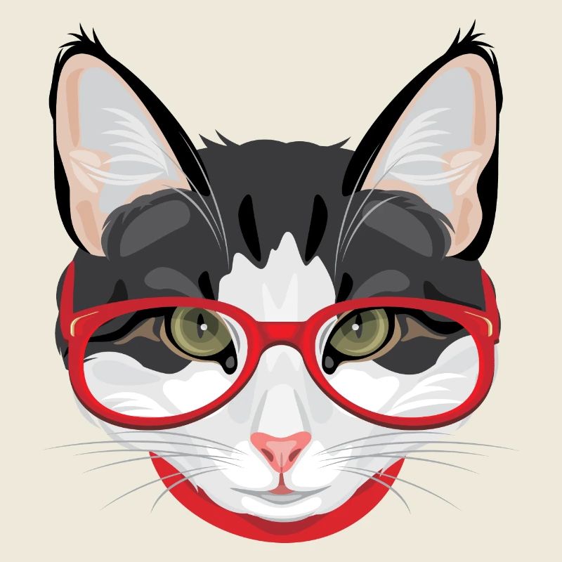 Drôle de chat avec des lunettes rouges
