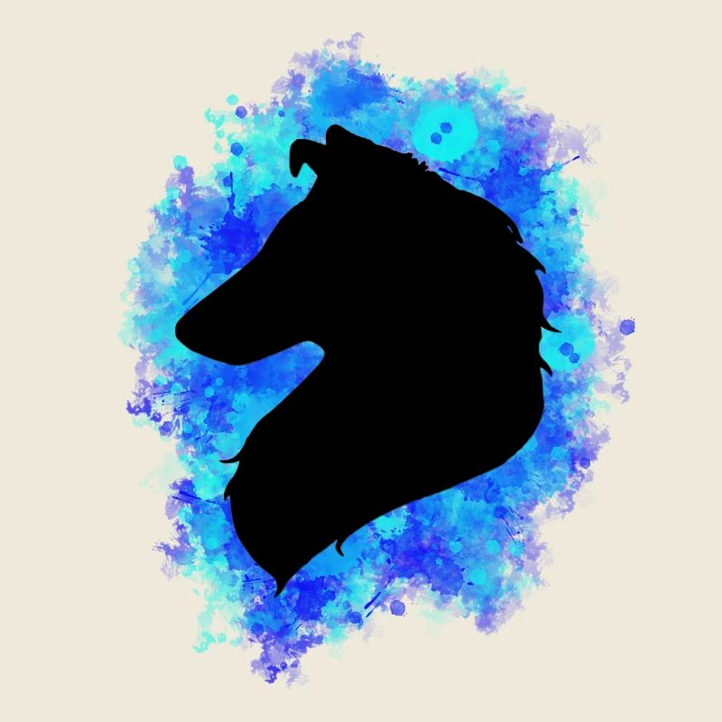 Colley cheveux longs aquarelle bleu