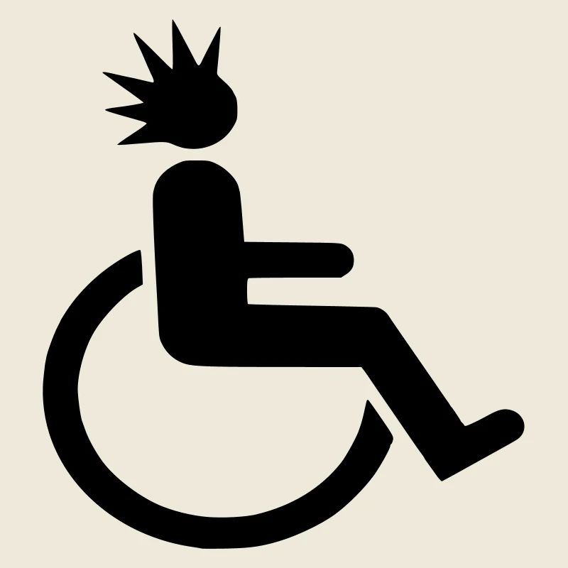 Utilisateur d’un fauteuil roulant avec une coupe de cheveux punk #