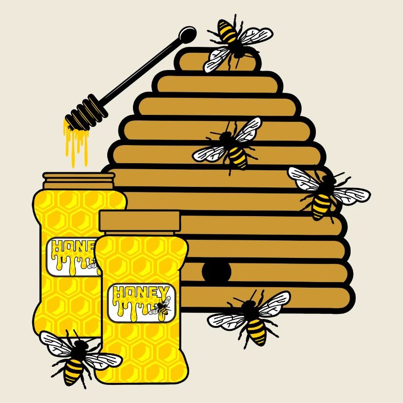Ruche avec du miel et des abeilles