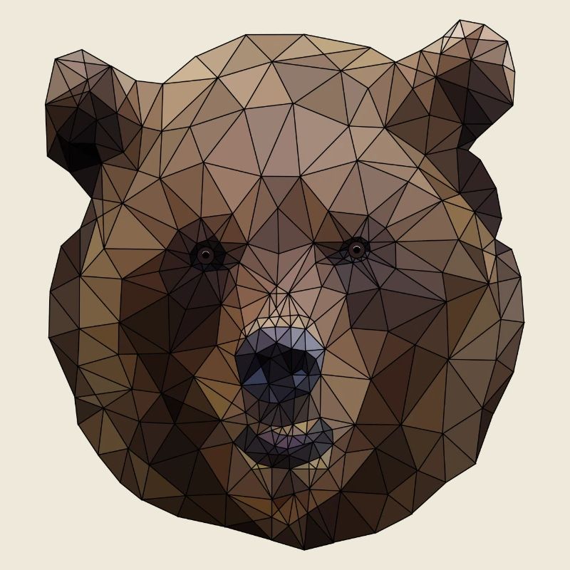 Polygonal Brown Bear Triangular Low Poly Art
