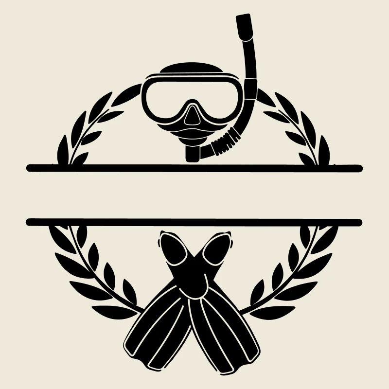 Schnorchelbrille im Lorbeerkranz-Namensbanner