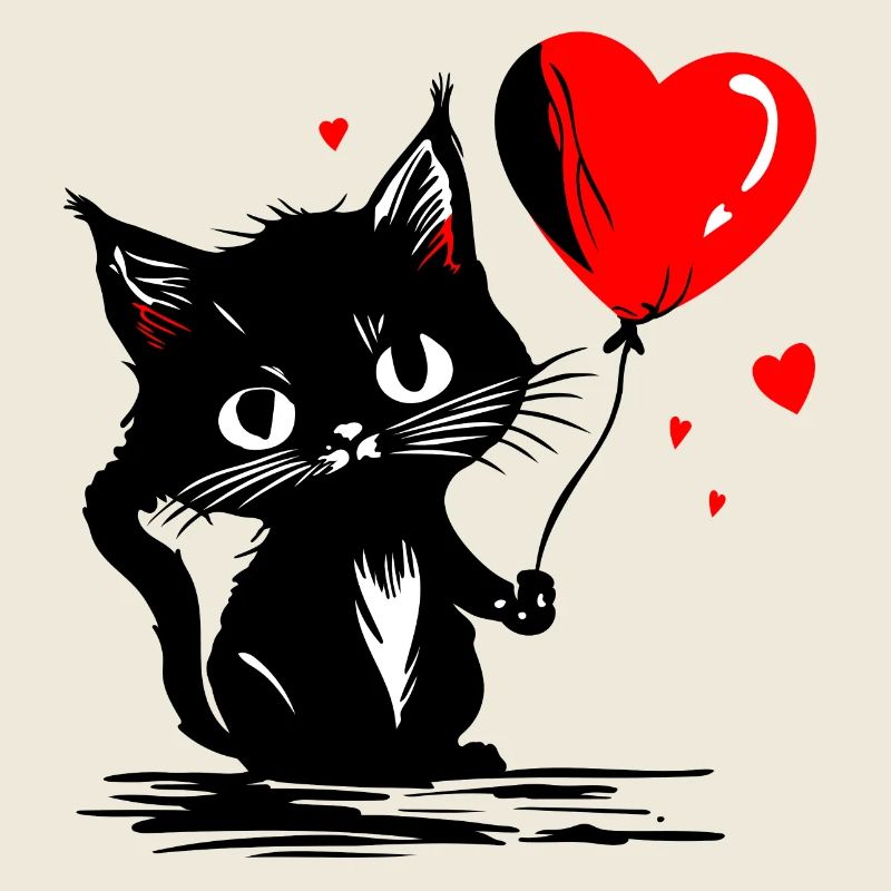 Katze Herz Luftballon rot Muttertag Street Art
