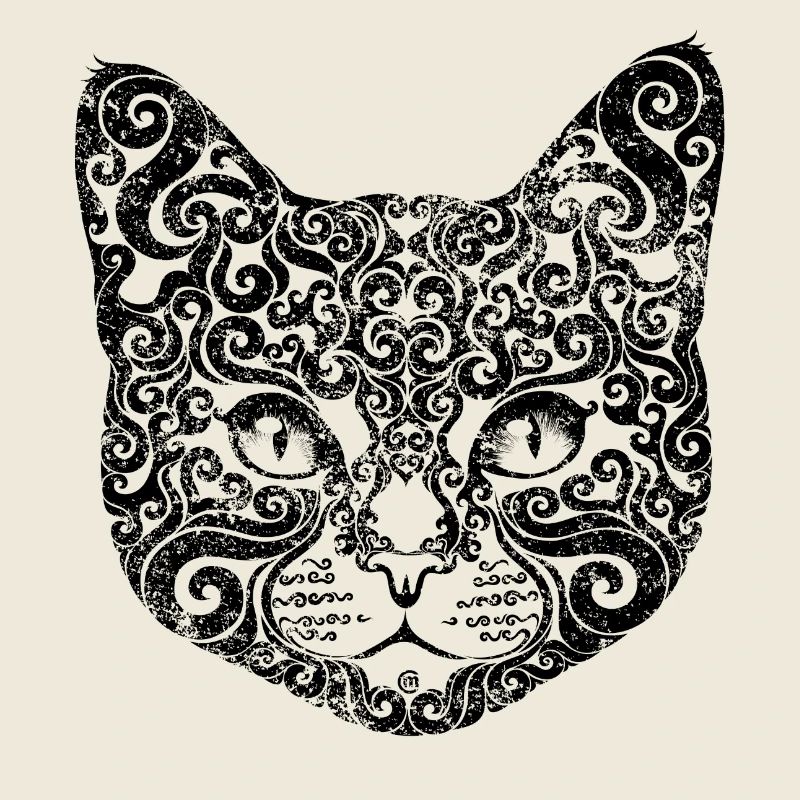 Swirly Cat (b&w)
