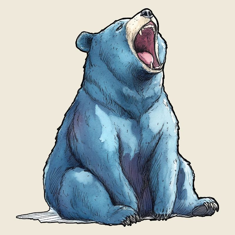 Aquarelle Ours Bleu