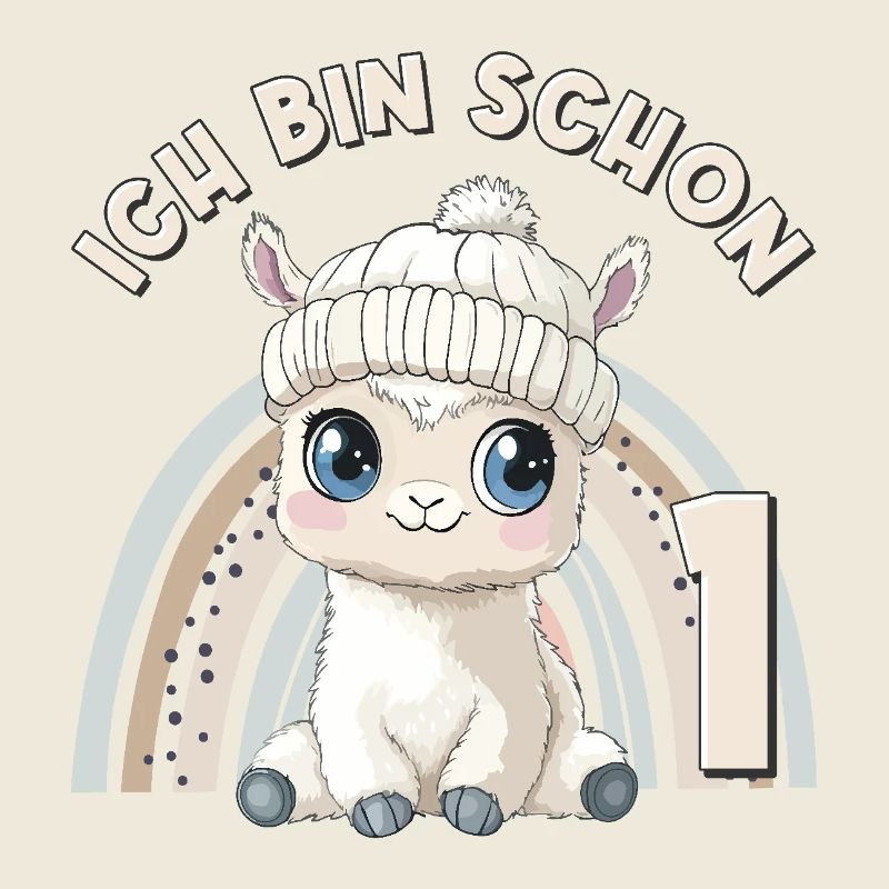 1st Birthday Alpaca Llama Rainbow Cute Cute