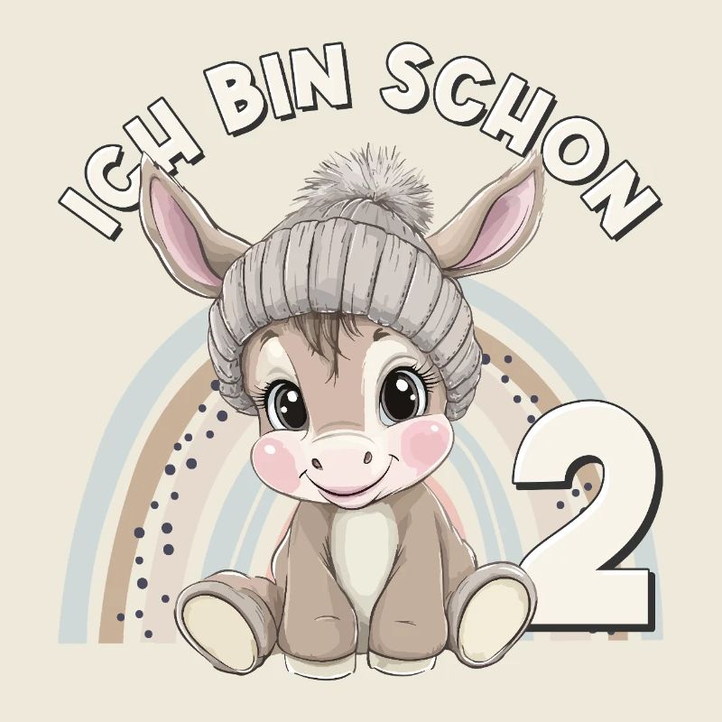 2. Geburtstag Esel Regenbogen Süß Niedlich