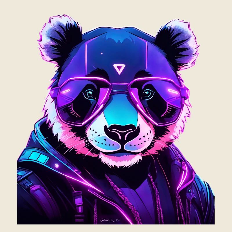 Cyberpunk Panda avec lunettes néon