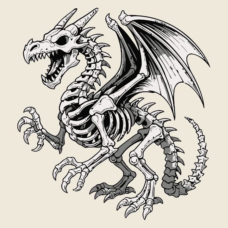 Celestial Dragon Skeleton Illustration