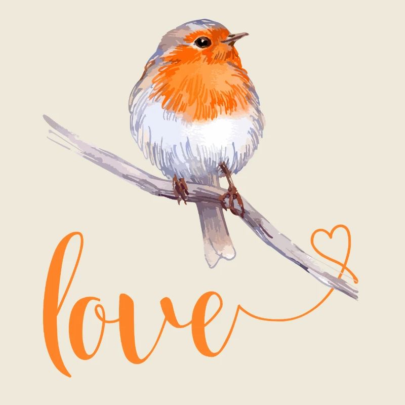 Robin avec texte d’amour