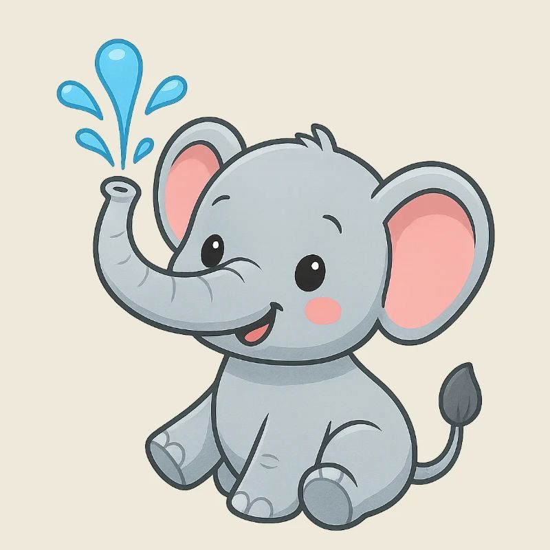 Mignon ami éléphant avec éclaboussure d’eau