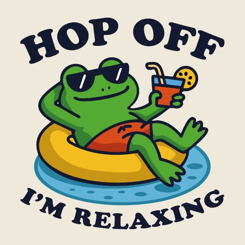 Grenouille détendue avec boisson dans la piscine