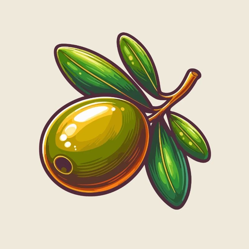Illustration d Olive Éclatante et Feuillage Vif