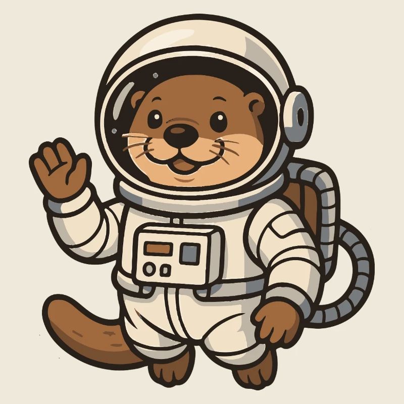 Loutre de l'espace avec combinaison spatiale
