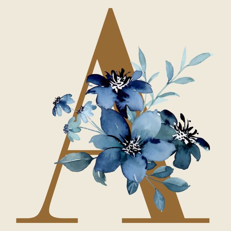 Florales A – Goldener Buchstabe mit Blüten