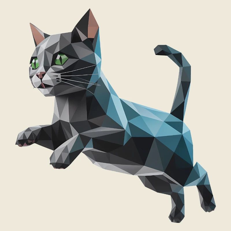 Kätzchen - Cooles Low-Poly-Logo