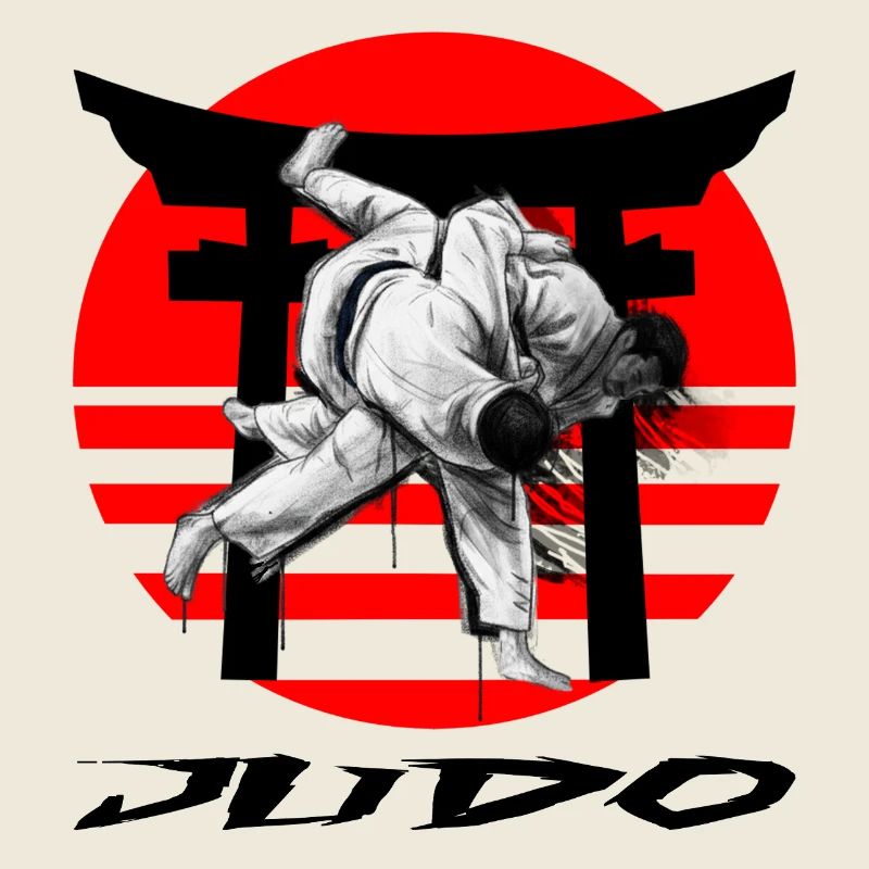 Judo Black and White in the Red Circle