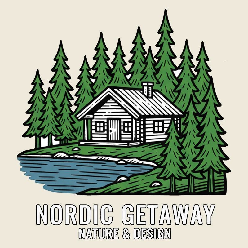 Norwegian cabin in pine forest