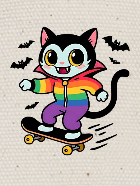 Chat vampire arc-en-ciel skateboard