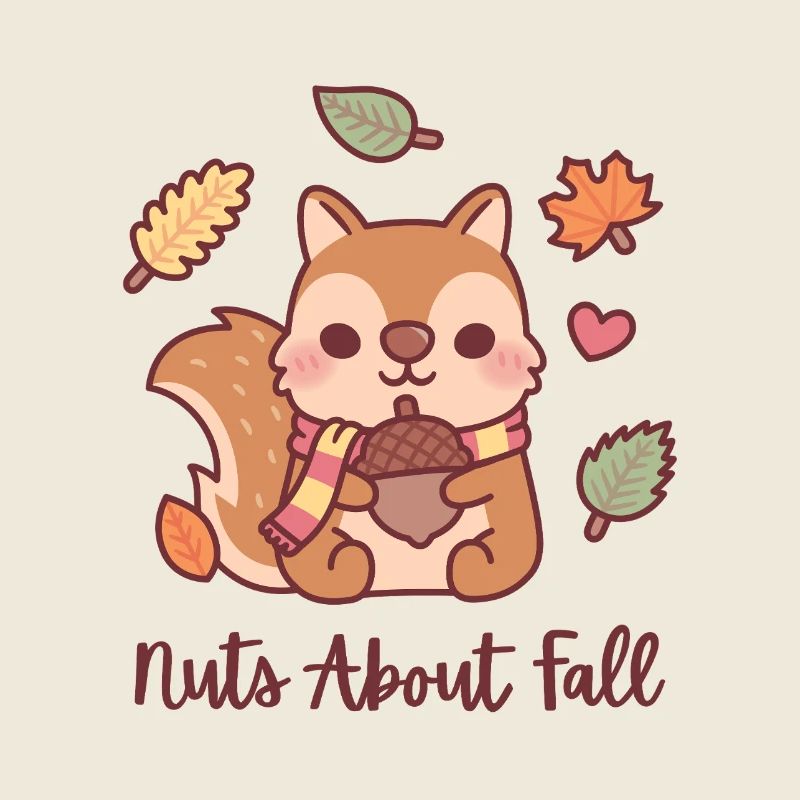 Süßes Eichhörnchen mit Eichelnüssen über den Herbst lustig