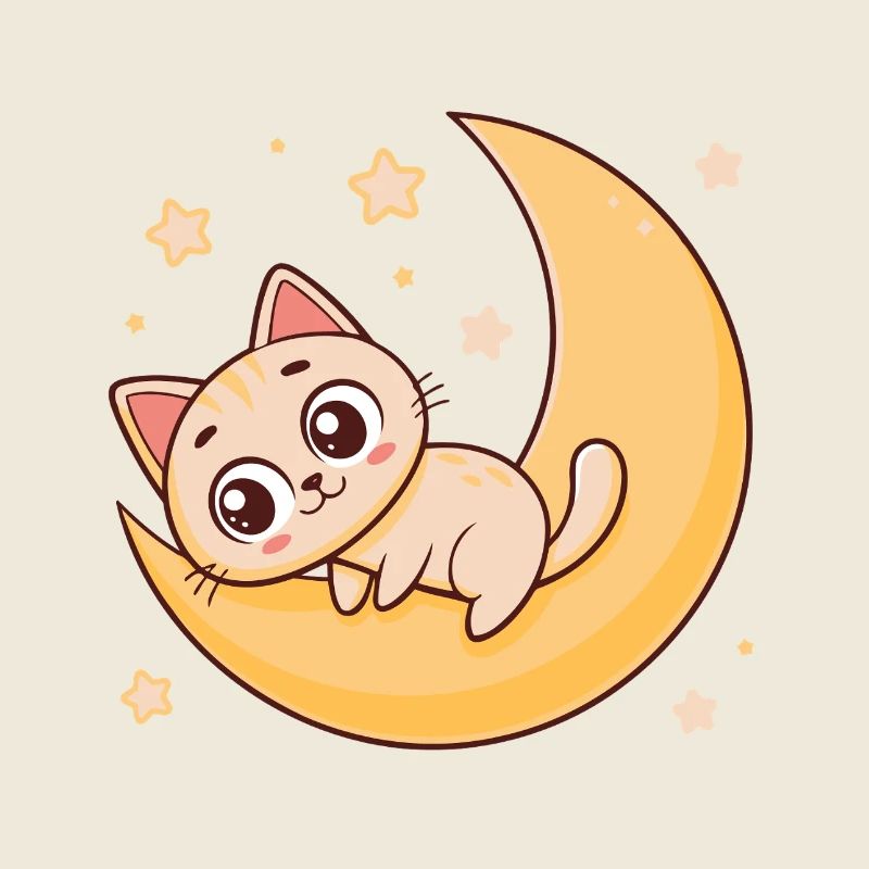Chaton sur croissant lunaire