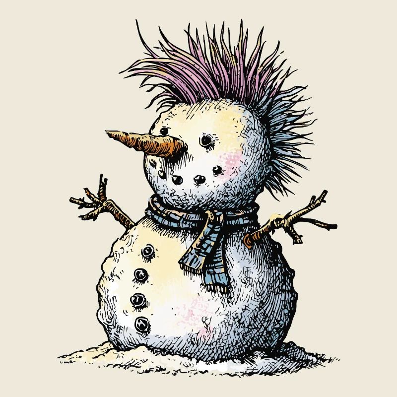 Punk Snowman Winter Humor