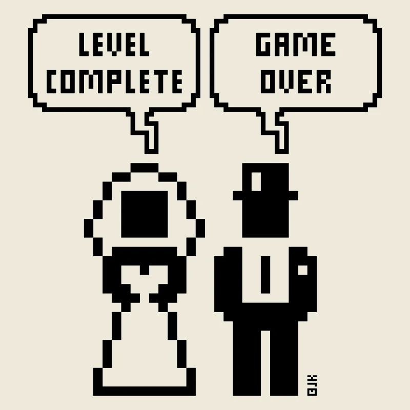 Level Complete – Game Over (JGA / Pixel / Bold B)