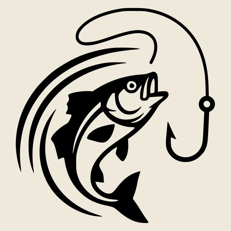 Jumping Fish Hook Fishing Vector