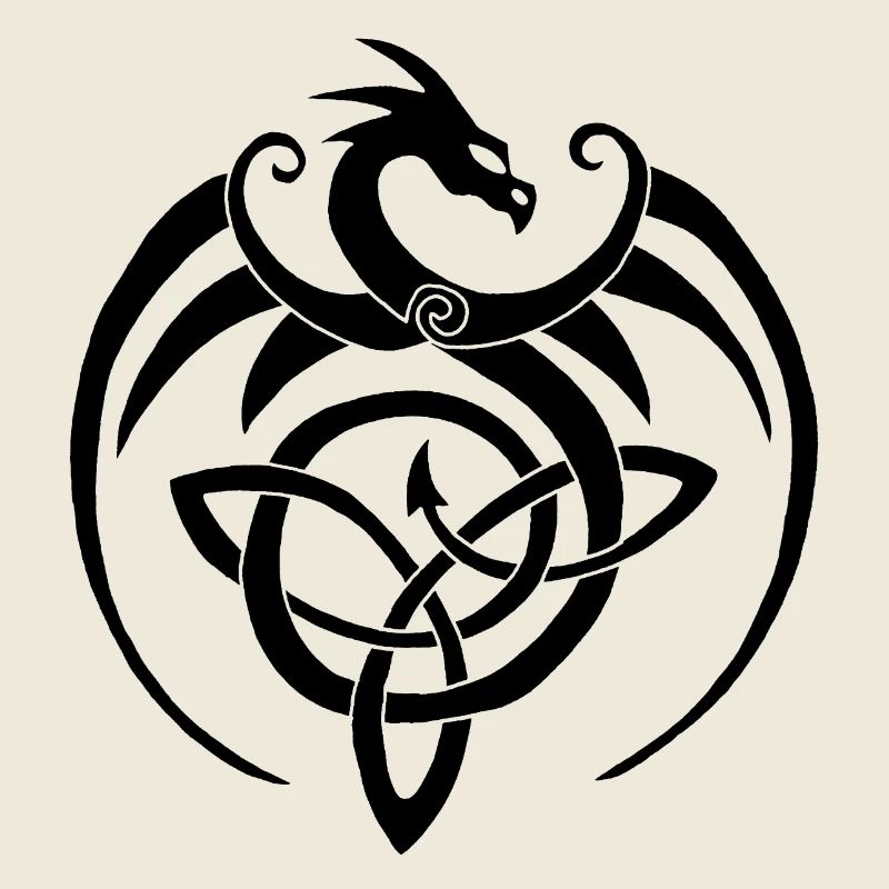 Schwarzer Drache und keltisches Symbol