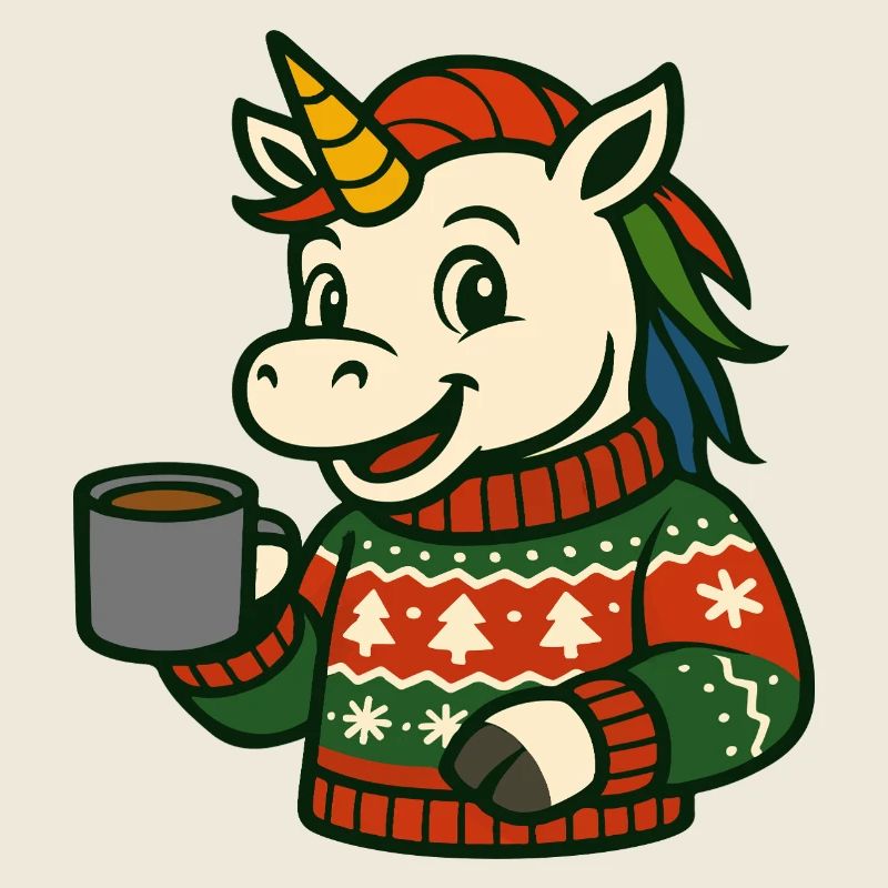 Pull douillet licorne Boisson chaude Art de Noël