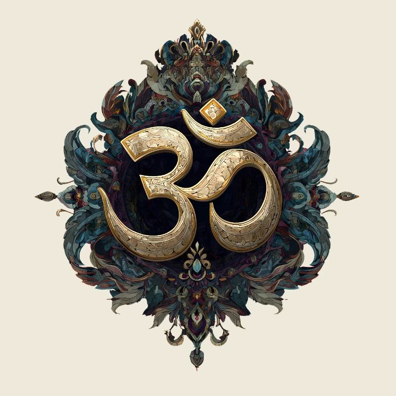 Symbole doré de l’Om avec ornement orné