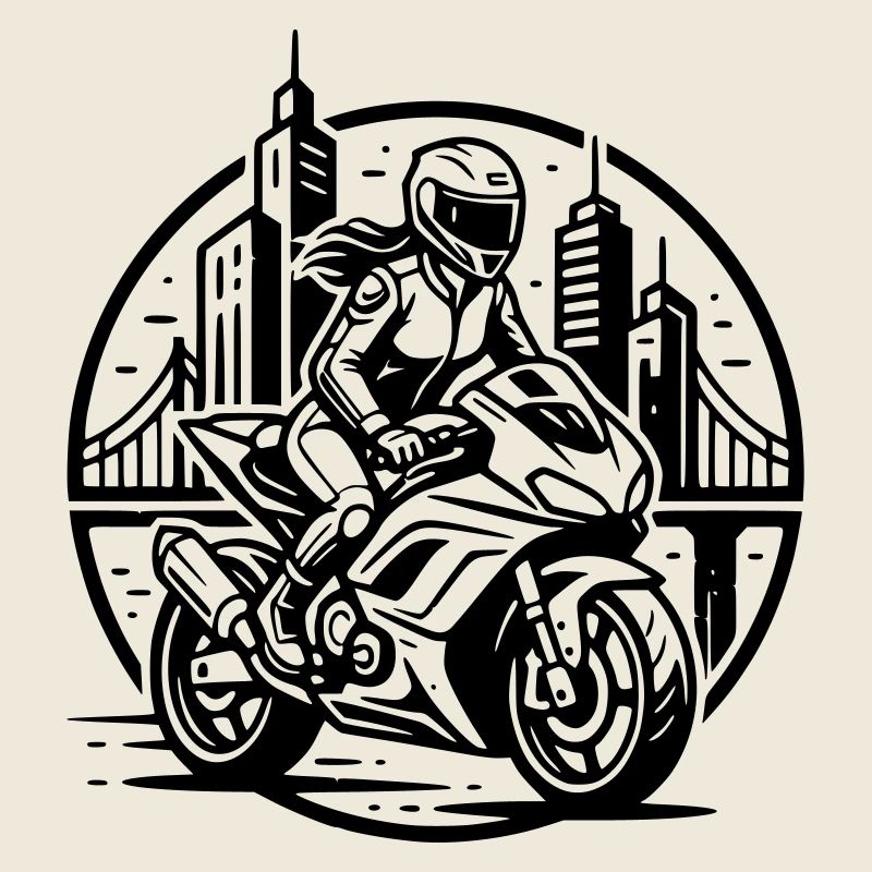 motarde qui part a l'aventure 