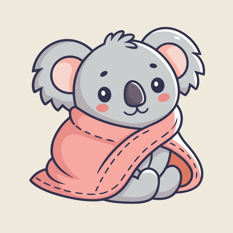 Koala cosy dans une écharpe rose