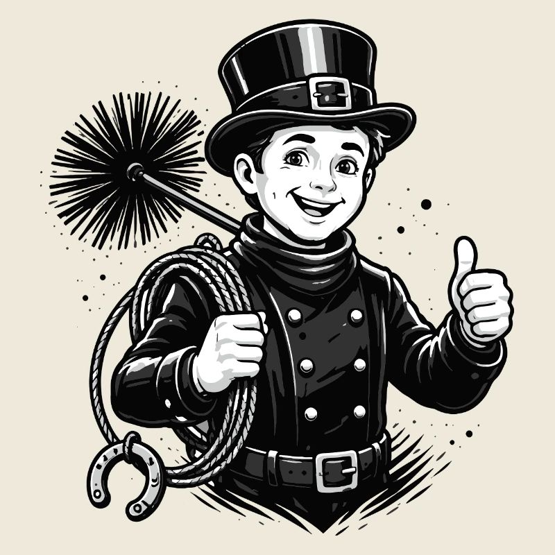 Dessin animé joyeux du ramoneur de cheminée