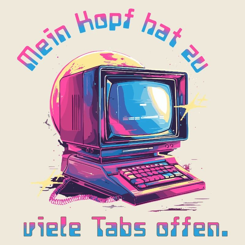 Vintage Computer Neon Tabs Open