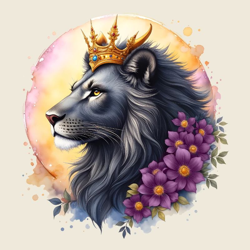Lion royal avec couronne florale