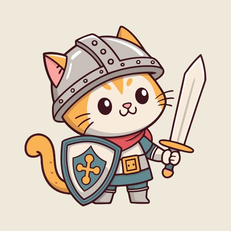 Ritterkatze in Rüstung