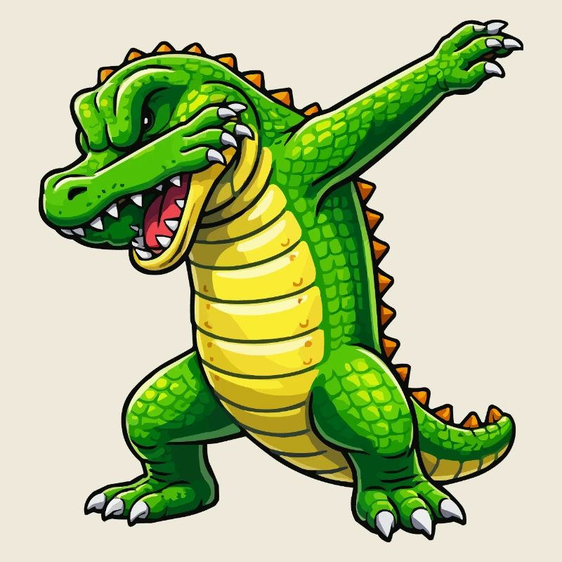 Dab Cartoon Crocodile