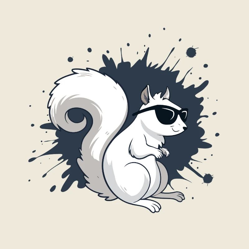 Chic White Squirrel with Black Glasses