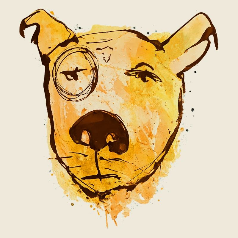 Wasserfarbenhund mit Monokel