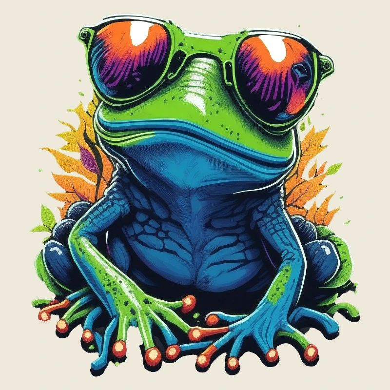 Grenouille tropicale avec des lunettes de soleil