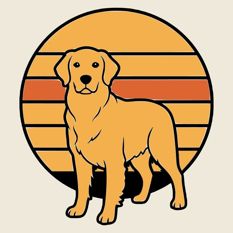 Hund Retriever Retro Sunset