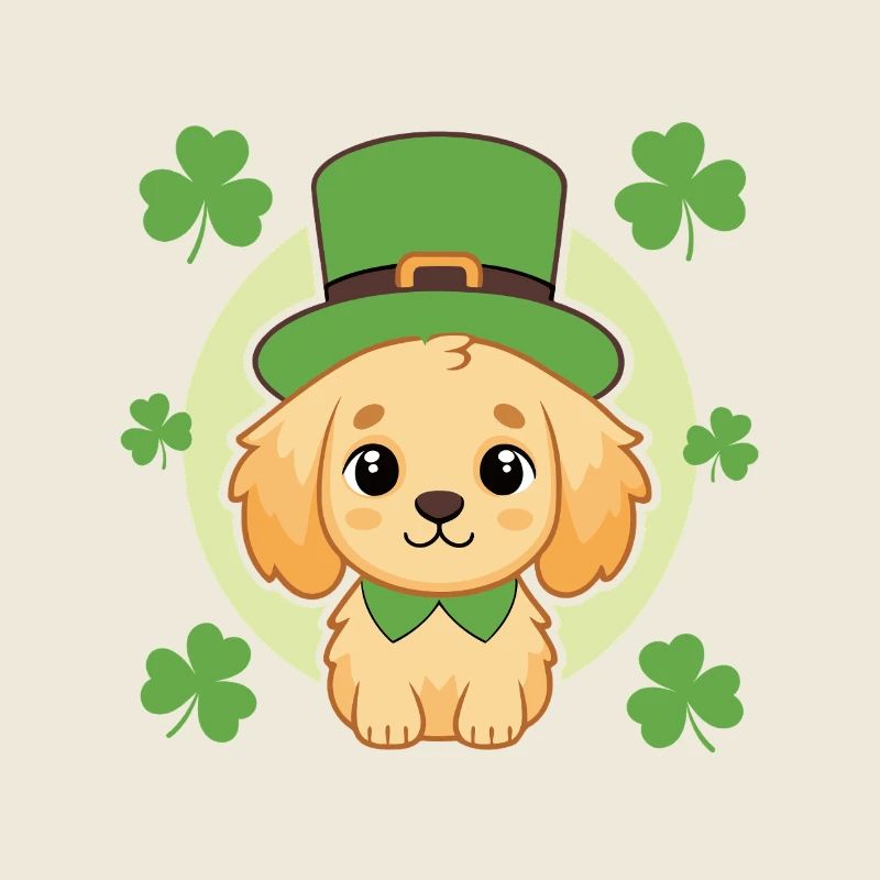 Cute Irish Puppy with Green Hat