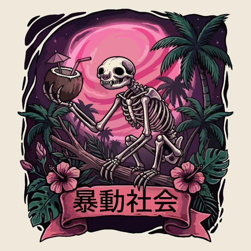 Skelettaffe Neonmond