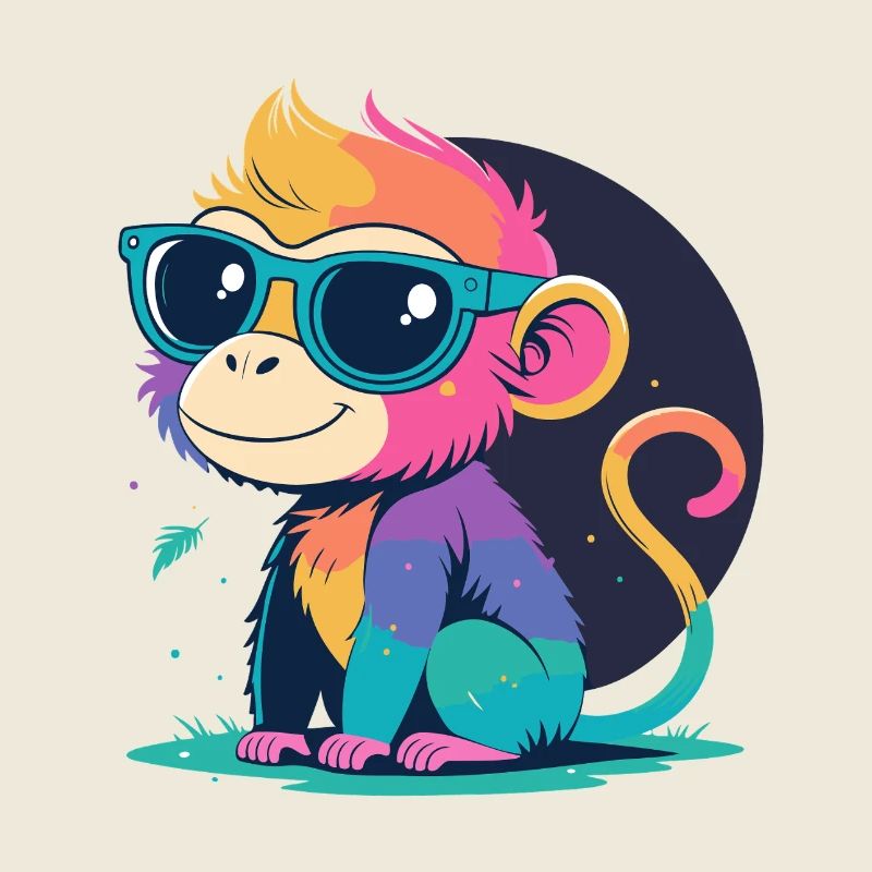 Rainbow Monkey with Glasses