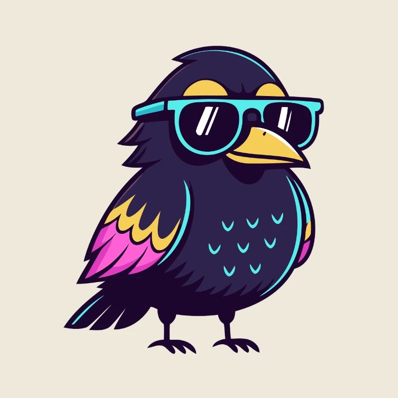 Solar Blue Hipster Bird