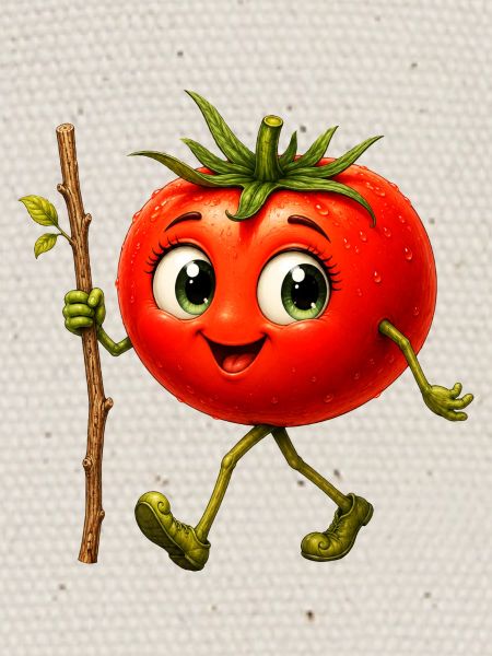 Tomate mit Stock