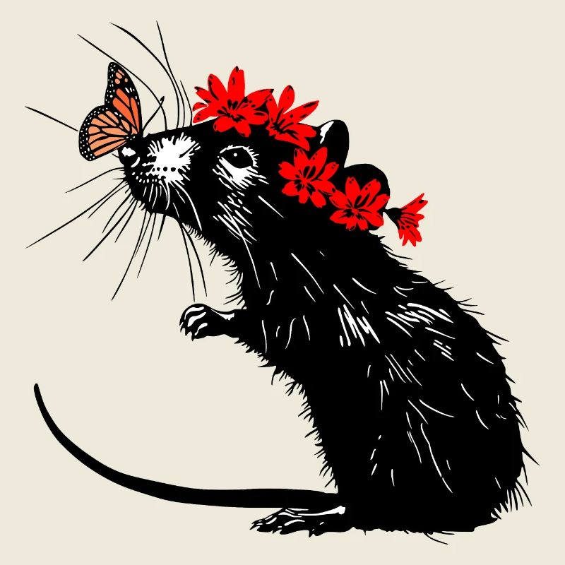 Baisers de papillon : Rat avec papillon