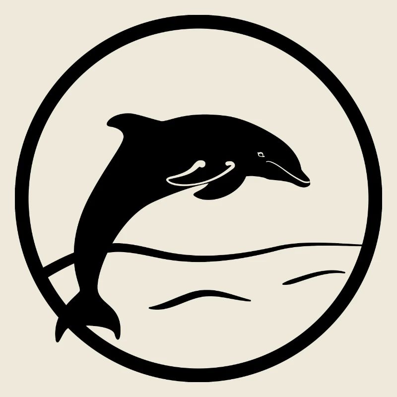 Springender Delfin im Meer in Stempel-Optik