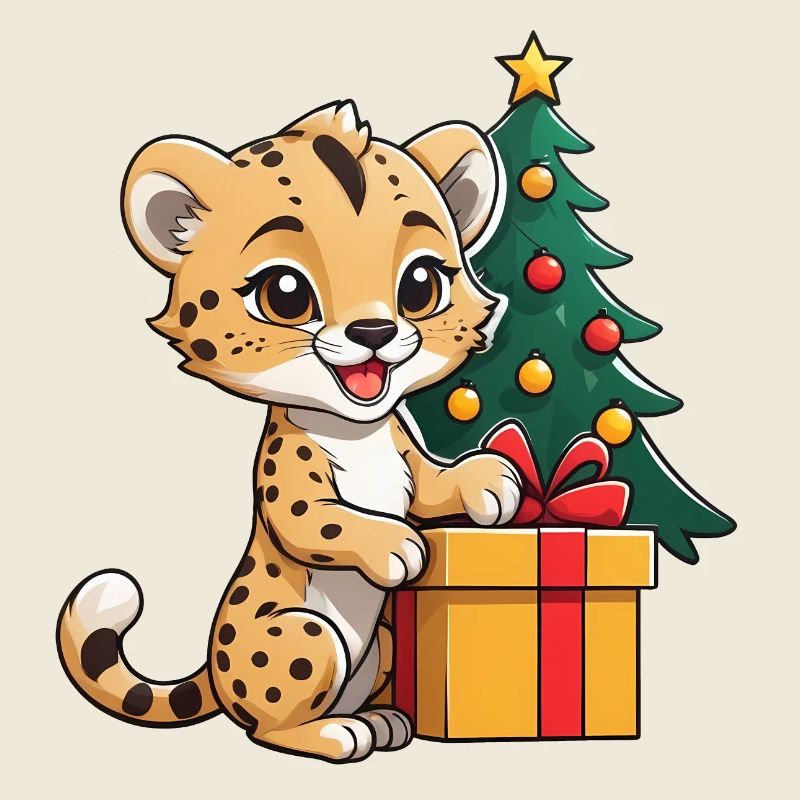 Niedlicher Leopard feiert Weihnachten.